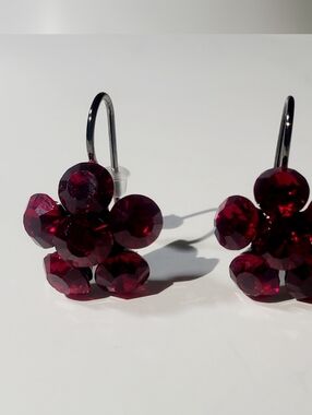 Red Crystal Floral Drop Earrings - Unbranded